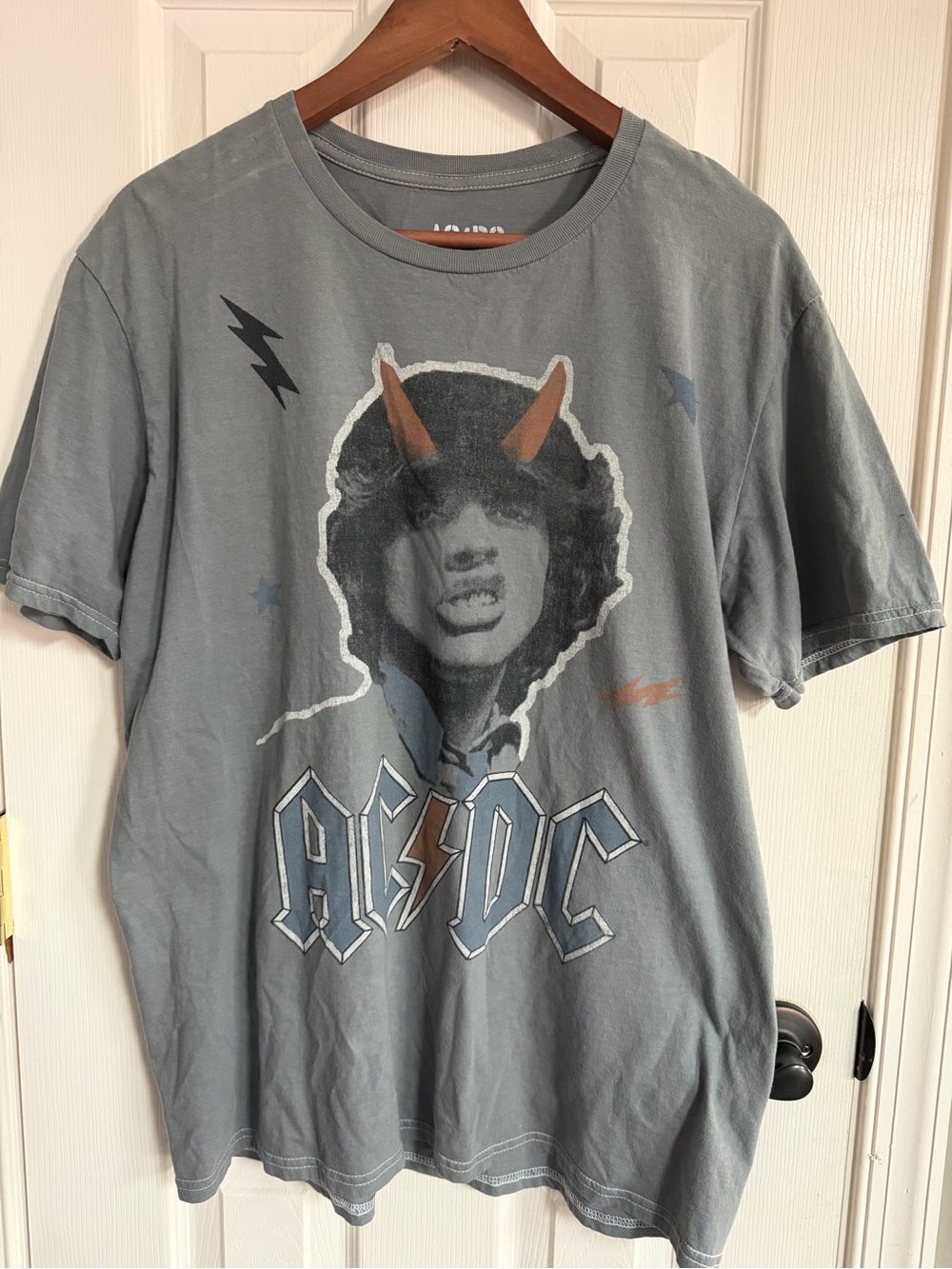 AC/DC Gray traffic Tee shirt Orange Horn Graphic men’s women’s M unisex band